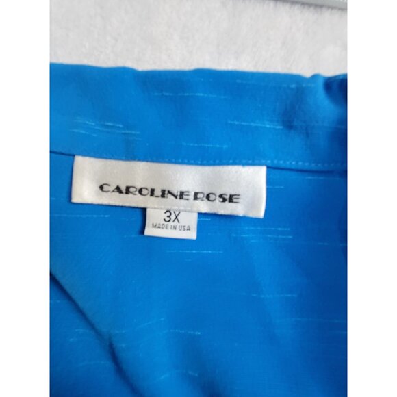 Caroline Rose Womens Size 3X Blue Button-Front Blazer Jacket casual Lightweight - Picture 3 of 7